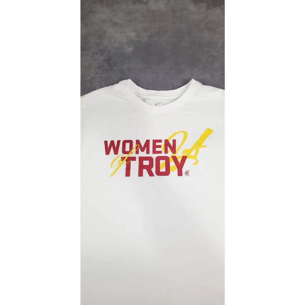The Nike Tee USC Womens Sz S White University Southern California Short Sleeve